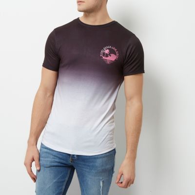 White muscle fit fade print T-shirt